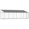 Dog Cage with Roof and Door Gray 19.7'x6.6'x6.6' Galvanized Steel