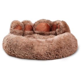 Cute Dog Bear Paw Shape Dog Bed, Dog Beds & Furniture For Small And Medium Dogs, Cozy Plush Cute Cat Beds For Indoor Cats (Option: Khaki-26inch)