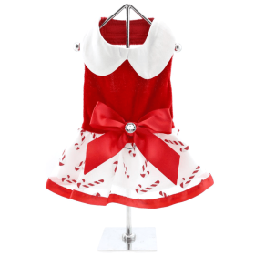 Christmas Candy Cane Dress and Matching Leash (size: X-Small)